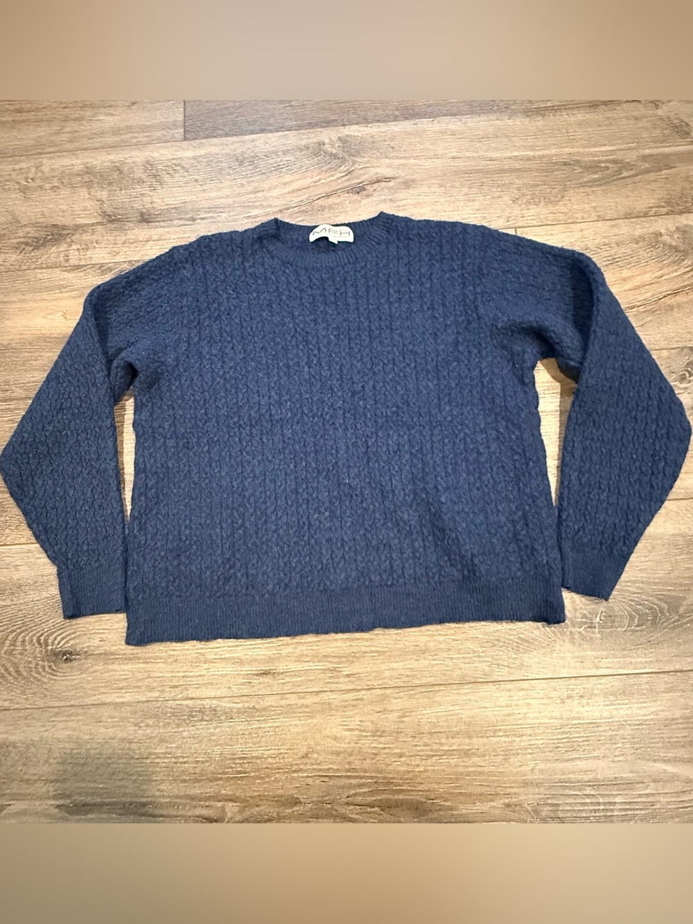 Cozy Navy 100% Baby Alpaca Wool Crewneck Sweater